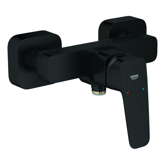 Grohe Cubeo Einhand-Brausebatterie Mattschwarz, Wandmontage mit S-Anschlüssen und Wandrosette