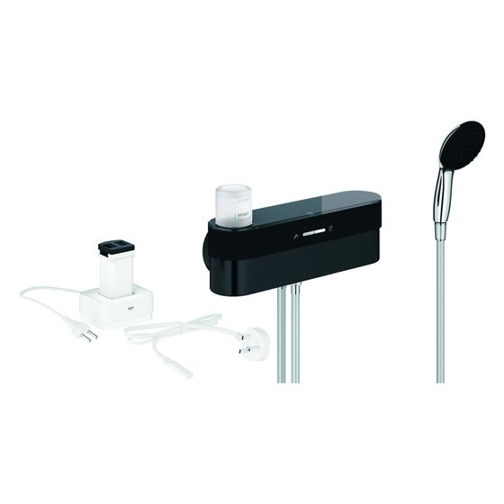 Grohe Purefoam Starterset Dusche mit Handbrause und Brauseschlauch, Schwarz/Chrom, 1033670000