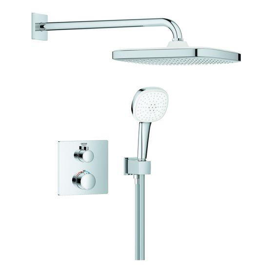 Grohe Grotherm UP-Duschsystem 5 eckig Tempesta 250 Kopfbrause-Set 2-Wege-Brausebatt. Tempesta 110 Cube, Chrom