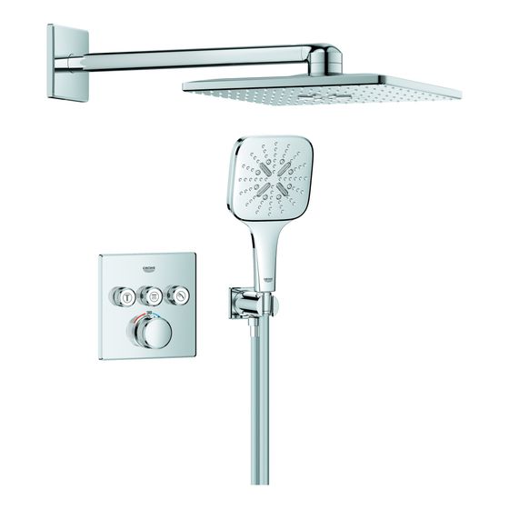 Grohe Grotherm SmartControl UP-Duschsystem 8 eckig RSH SmartActive 310 Cube Kopfbrause-Set 3-Wege-Batt. Cube Handbrause, Chrom