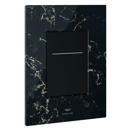 Grohe Arena Aqua Tiles WC-Betätigung, eckig, senkrechte Montage für 2-Mengen-Spülung, 6V-Batterie, Vanilla Noir Caesarstone