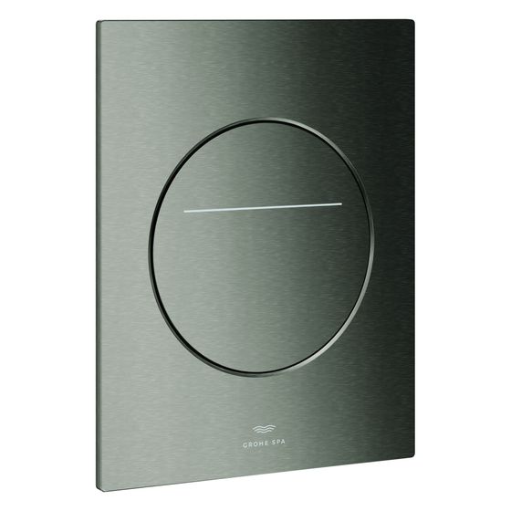 Grohe Arena Aqua Tiles WC-Betätigung, rund, senkrechte Montage für 2-Mengen-Spülung, 6V-Batterie, Hard Graphite gebürstet