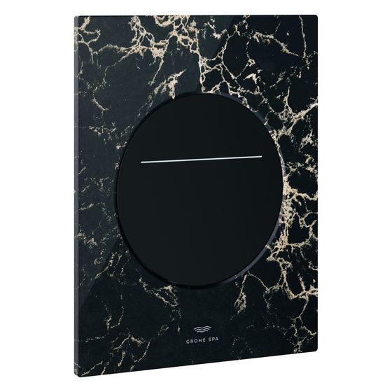 Grohe Arena Aqua Tiles WC-Betätigung, rund, senkrechte Montage für 2-Mengen-Spülung, 6V-Batterie, Vanilla Noir Caesarstone