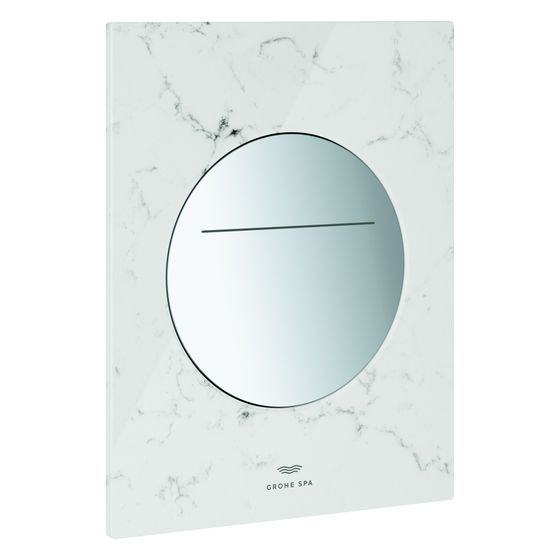 Grohe Arena Aqua Tiles WC-Betätigung, rund, senkrechte Montage für 2-Mengen-Spülung, 6V-Batterie, White Attica Caesarstone