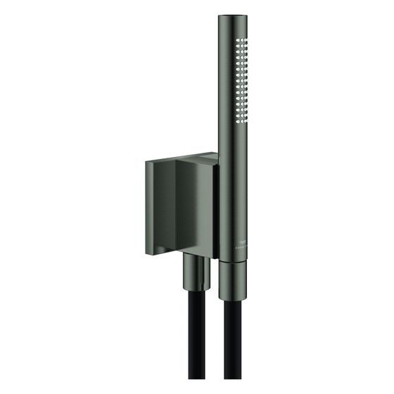 Grohe Rainshower Aqua Stick Handbrauseset 2 Stahlarten, Brauseschlauch 1500mm, Metall, magn., max 9,5l/min, Hard Graphite geb.