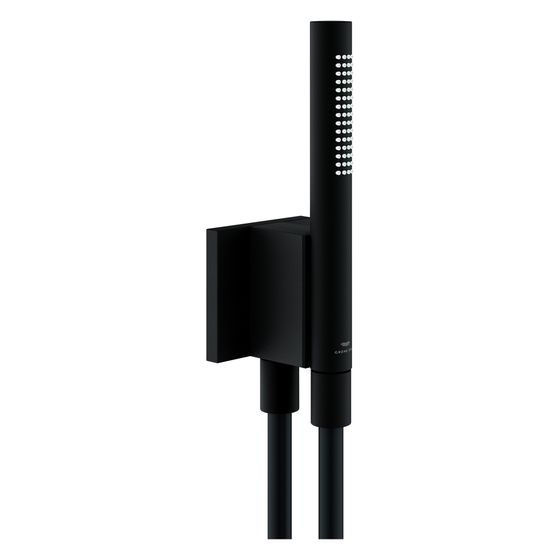 Grohe Rainshower Aqua Stick Handbrauseset 2 Stahlarten, Brauseschlauch 1500mm, Metall, magnetisch, max 9,5l/min, Phantom Black