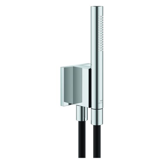 Grohe Rainshower Aqua Stick Handbrauseset 2 Stahlarten, Brauseschlauch 1500mm, Metall, magnetisch, max 9,5l/min, Schwarz/Chrom