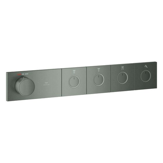 Grohe Grohtherm Aqua Tiles Unterputz-Thermostat, 4 Absperrventile, SmartControl, Hard Graphite gebürstet, 106867AL00