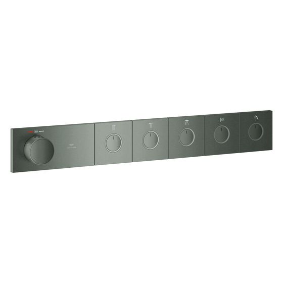 Grohe Grohtherm Aqua Tiles Unterputz-Thermostat, 5 Absperrventile, SmartControl, Hard Graphite gebürstet, 106868AL00
