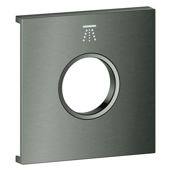 Grohe Grohtherm Aqua Tiles Metallplatte, Symbol Kopfbrause 3 für Grohtherm Aqua Tiles UP-Thermostate, Hard Graphite gebürstet