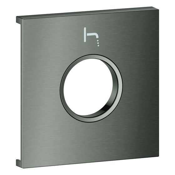 Grohe Grohtherm Aqua Tiles Metallplatte, Symbol Auslauf für Grohtherm Aqua Tiles UP-Thermostate, Hard Graphite gebürstet