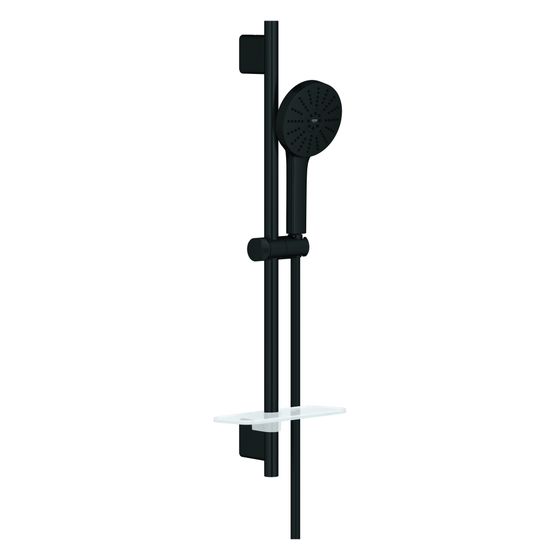 Grohe Euphoria 120 Brausestangenset 3 Strahlarten, 600mm, mit Ablage, Mattschwarz, 1348842430