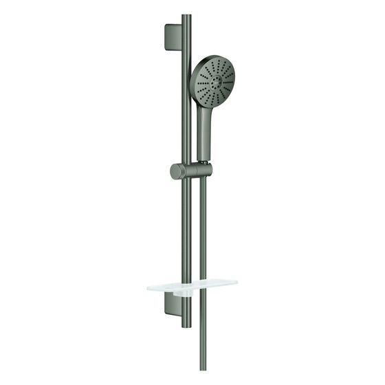 Grohe Euphoria 120 Brausestangenset 3 Strahlarten, 600mm, mit Ablage, Hard Graphite gebürstet, 134884AL00
