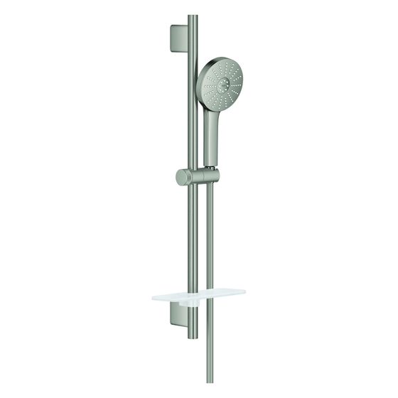 Grohe Euphoria 120 Brausestangenset 3 Strahlarten, 600mm, mit Ablage, Supersteel, 134884DC00