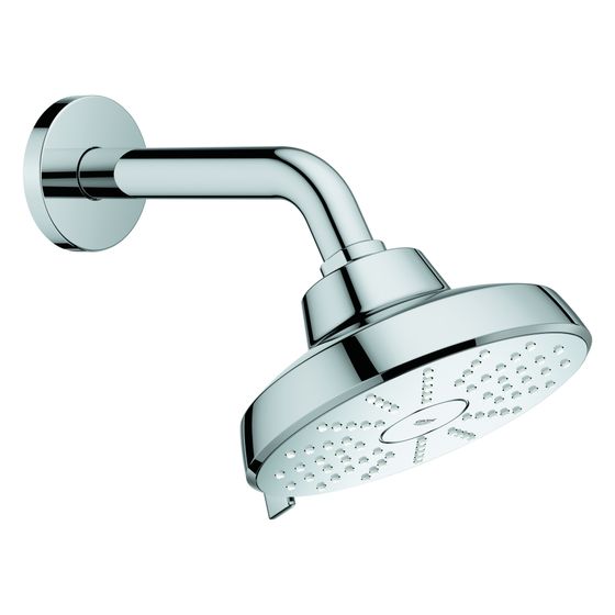 Grohe Tempesta 140 Kopfbrause-Set, 2 Strahlarten Rain und Booster, 140mm, mit Brausearm, Chrom, 1349680000
