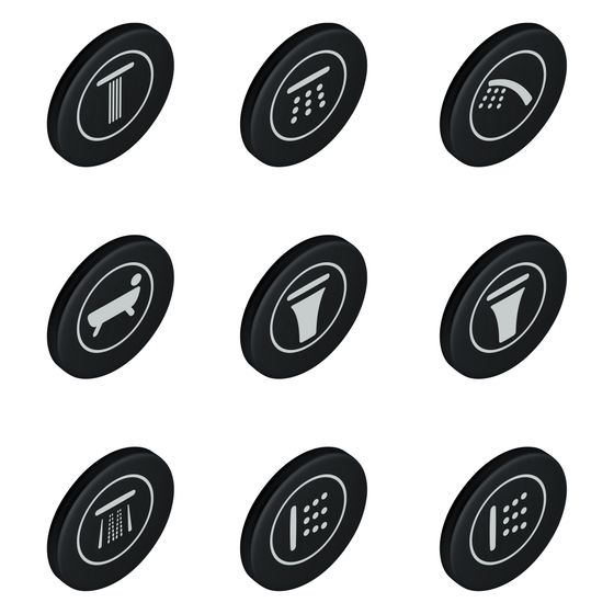 Grohe Symbolkappen SmartControl für Unterputzarmaturen, 9 Plättchen, Mattschwarz, 140772430