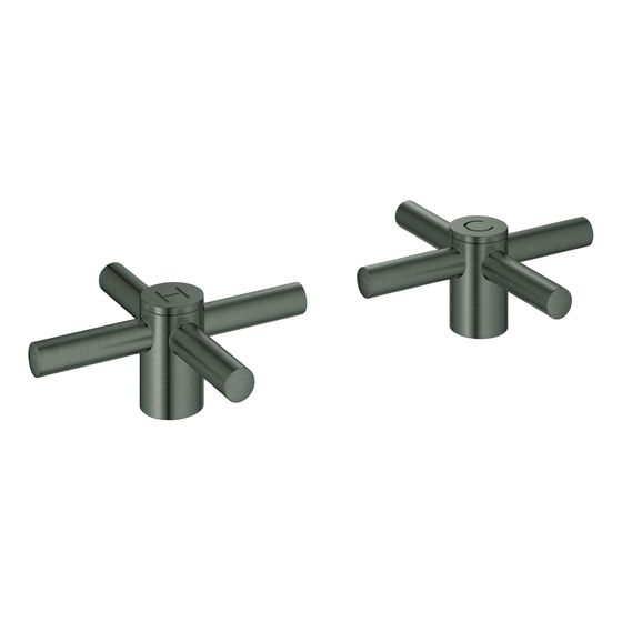 Grohe Atrio Kreuzgriffe Hard Graphite gebürstet, 1 Paar, ein Set mit