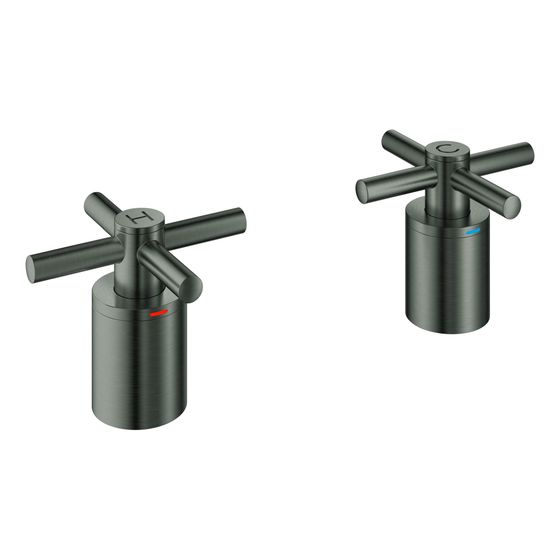 Grohe Atrio Kreuzgriffe Hard Graphite gebürstet, 1 Paar, ein Set mit