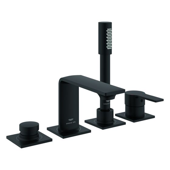 Grohe Allure 4-Loch-Einhand-Wannenkombination Fliesenbankmontage, mit Duschgarnitur, Phantom Black, 19316KF1