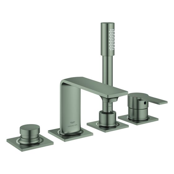 Grohe Allure 4-Loch-Einhand-Wannenkombination Fliesenbankmontage, mit Duschgarnitur, Satin Steel, 19316MS1