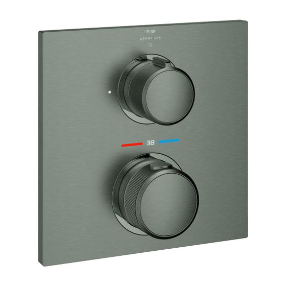 Grohe Allure Thermostat, Hard Graphite gebürstet, Fertigmontageset für Rapido SmartBox, 1 Absperrventil