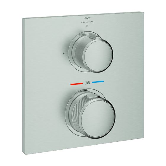 Grohe Allure Thermostat, Supersteel, Fertigmontageset für Rapido SmartBox, 1 Absperrventil