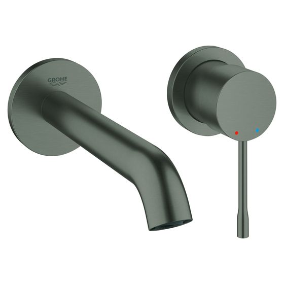 Grohe Essence 2-Loch-Waschtischbatterie, Wandmontage, 183mm Ausladung, Hard Graphite gebürstet, 19408AL1