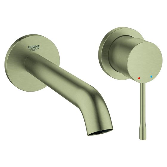 Grohe Essence 2-Loch-Waschtischbatterie, Wandmontage, 183mm Ausladung, Nickel gebürstet, 19408EN1