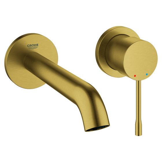 Grohe Essence 2-Loch-Waschtischbatterie, Wandmontage, 183mm Ausladung, Cool Sunrise gebürstet, 19408GN1