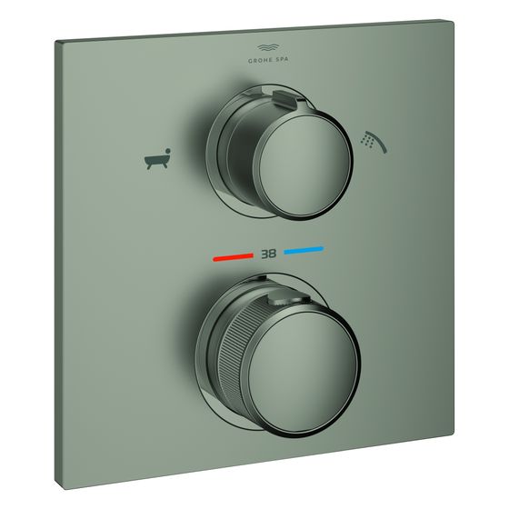 Grohe Allure Thermostat-Brausebatterie 19446, integr. 2-Wege-Umstellung, Fertigmontageset für Rapido SmartBox, Satin Steel