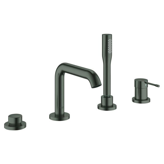 Grohe Essence 4-Loch-Einhand-Wannenkombination mit Sena Stick Handbrause, mit Temperaturbegrenzer, Hard Graphite gebürstet