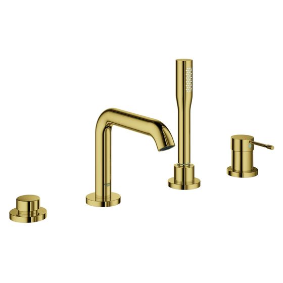 Grohe Essence 4-Loch-Einhand-Wannenkombination mit Sena Stick Handbrause, mit Temperaturbegrenzer, Cool Sunrise, 19578GL1