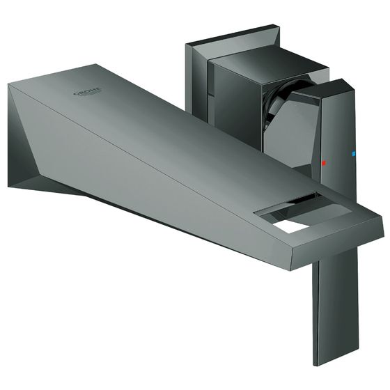 Grohe Allure Brillant 2-Loch-Waschtischbatterie, Fertigmontageset, Ausladung 161mm, Hard Graphite, 19781A00