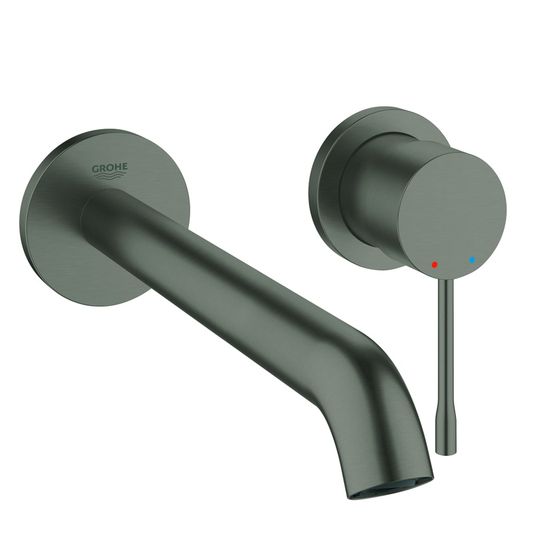 Grohe Essence 2-Loch-Waschtischbatterie, Wandmontage, 230mm Ausladung, Hard Graphite gebürstet, 19967AL1