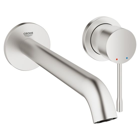 Grohe Essence 2-Loch-Waschtischbatterie, Wandmontage, 230mm Ausladung, Supersteel, 19967DC1