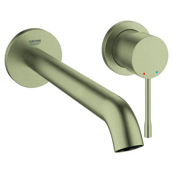 Grohe Essence 2-Loch-Waschtischbatterie, Wandmontage, 230mm Ausladung, Nickel gebürstet, 19967EN1