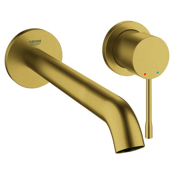 Grohe Essence 2-Loch-Waschtischbatterie, Wandmontage, 230mm Ausladung, Cool Sunrise gebürstet, 19967GN1
