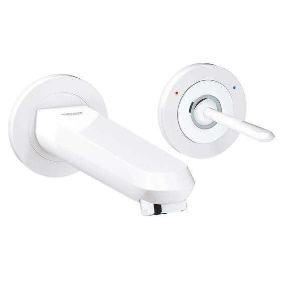 Grohe Eurodisc Joy 2-Loch-Waschtisch-Wandbatterie, Ausladung 171mm, Moon White/Chrom, 19968LS0