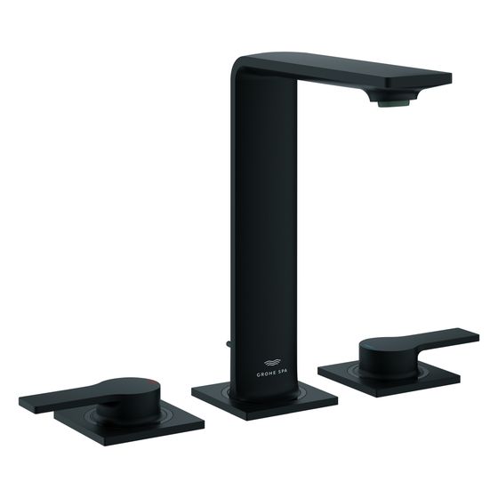 Grohe Allure 3-Loch-Waschtischbatterie, Standmontage, Ausladung 143mm, Zugstangen-Ablaufgarnitur, Phantom Black, 20188KF1