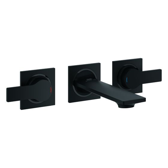 Grohe Allure 3-Loch-Waschtischbatterie, Wandmontage, Fertigmontageset für 29 025, Ausladung 150mm, Phantom Black, 20189KF2