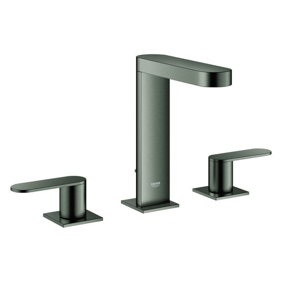Grohe Plus 3-Loch-Waschtischbatterie Standmontage Zweigriff, mit Zugstangen-Ablaufgarnitur, Hard Graphite gebürstet, 20301AL4