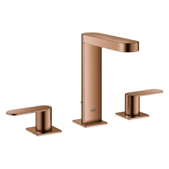 Grohe Plus 3-Loch-Waschtischbatterie Standmontage Zweigriff, mit Zugstangen-Ablaufgarnitur, Warm Sunset gebürstet, 20301DL4