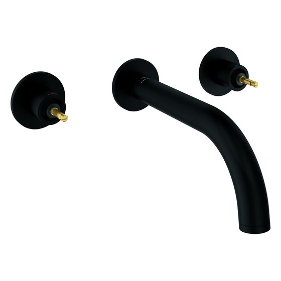Grohe Atrio Private Collection 3-Loch-Waschtischbatterie, Wandmontage, für Hebelgriffe, Ausladung 180mm, Phantom Black