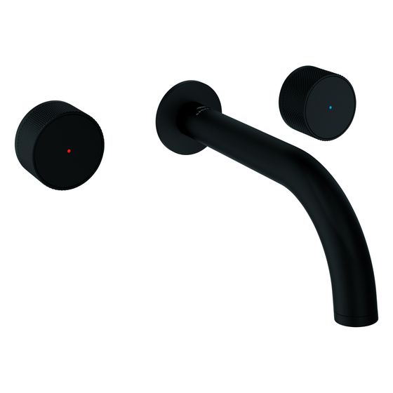 Grohe Atrio Private Collection 3-Loch-Waschtischbatterie, Wandmontage, Knopfbetätigung, Ausladung 180mm, Phantom Black
