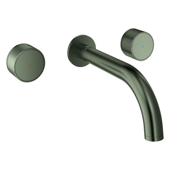 Grohe Atrio Private Collection 3-Loch-Waschtischbatterie, Wandmontage, Knopfbetätigung, Ausladung 180mm, Satin Graphite