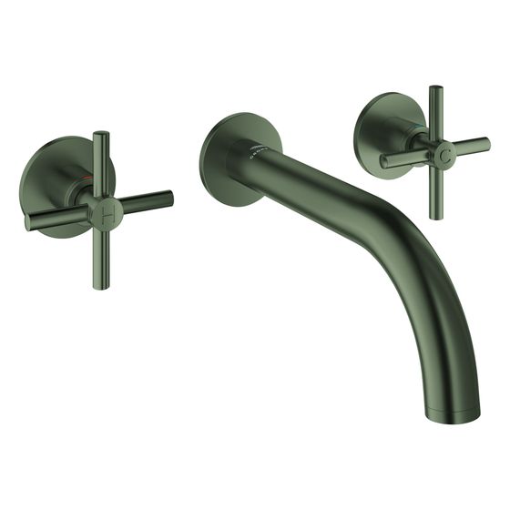 Grohe Atrio 3-Loch-Waschtisch-Wandbatterie, Fertigmontageset für 29 025 002, m. Kreuzgriffen, Ausl. 180mm, Satin Graphite