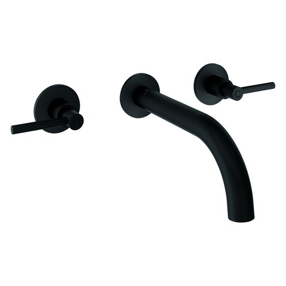 Grohe Atrio 3-Loch-Waschtisch-Wandbatterie, Fertigmontageset für 29 025 002, mit Hebelgriffen, Ausl. 180mm, Phantom Black