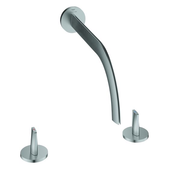 Grohe Atrio Icon 3D 3-Loch-Waschtisch-Wandbatterie, EcoJoy, Ausladung 235mm, Edelstahl, 20665SD0
