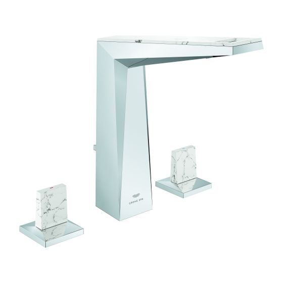 Grohe Allure Brilliant Private Collection 3-Loch-Waschtischbatterie, Trapezbetätigung White Attica Caesarstone, Chrom, 20668000