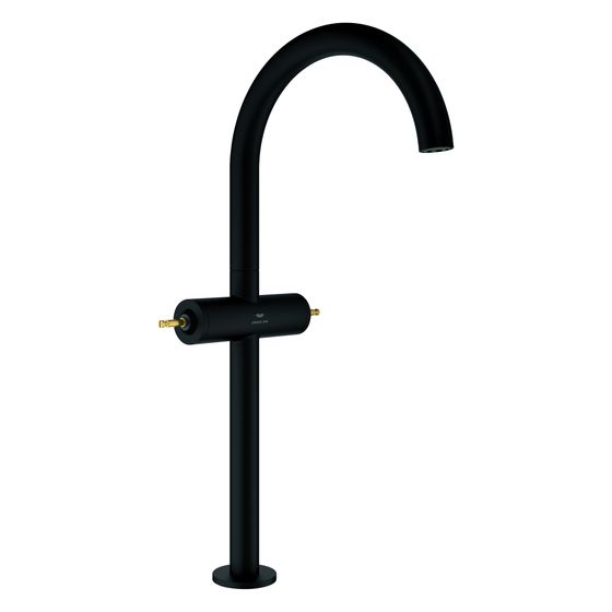Grohe Atrio Private Collection Waschtisch-Einlochbatterie, XL-Size, für Hebelgriffe, Push-open-Ablaufgarnitur, Phantom Black